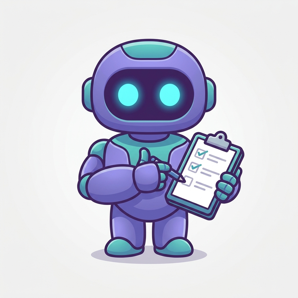 Robot holding a checklist clipboard