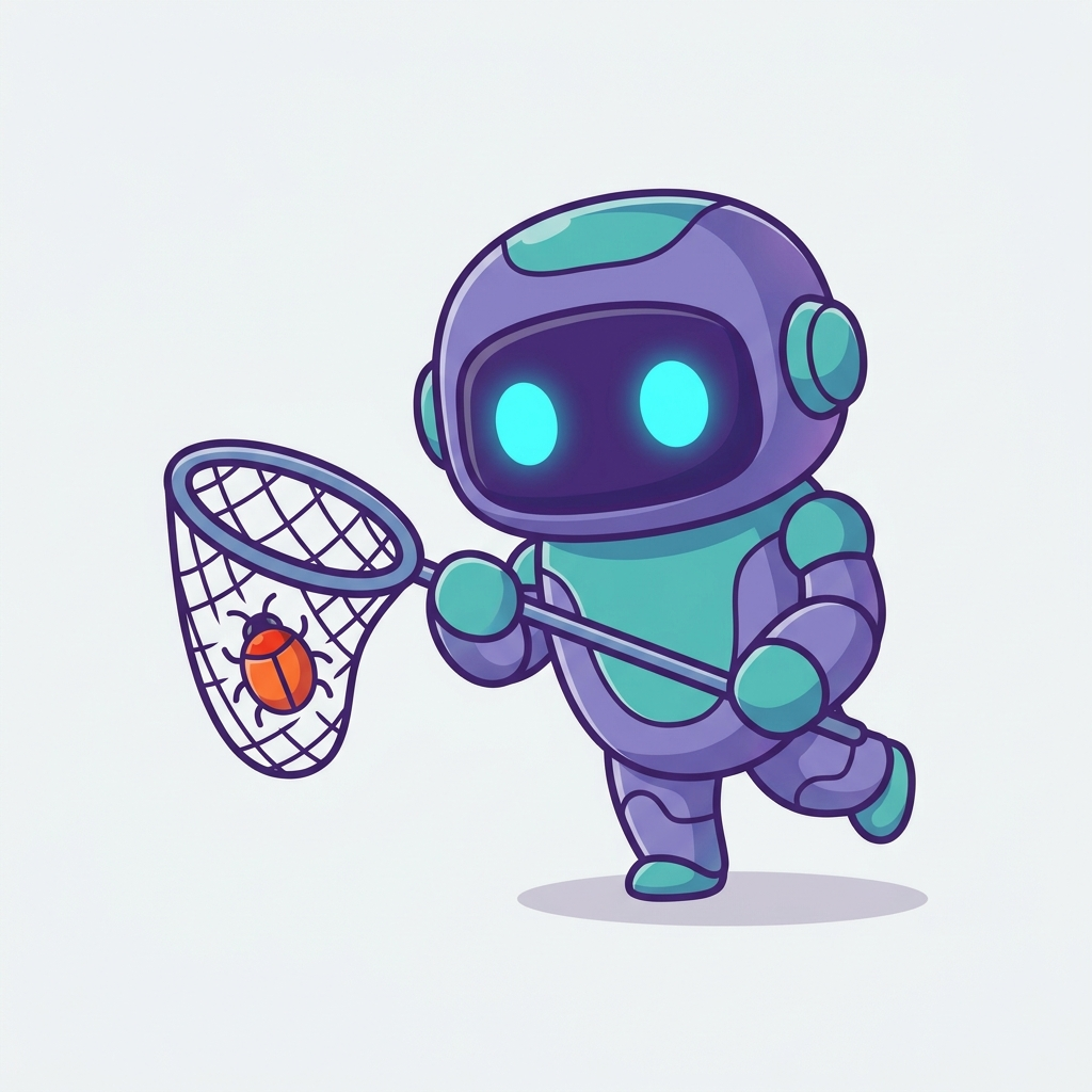 Robot catching a software bug with a net